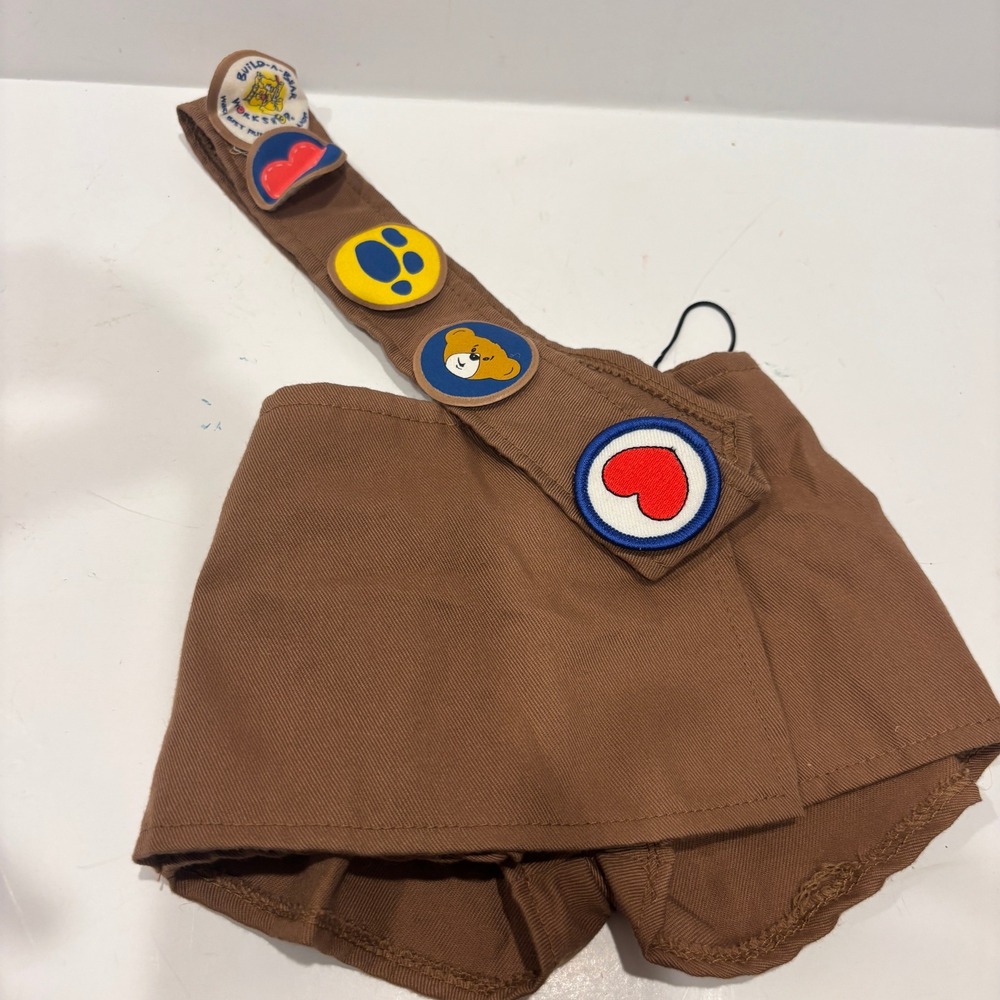 Build-A-Bear Workshop Brown Scout Uniform Skort and Merit Badge Sash Set